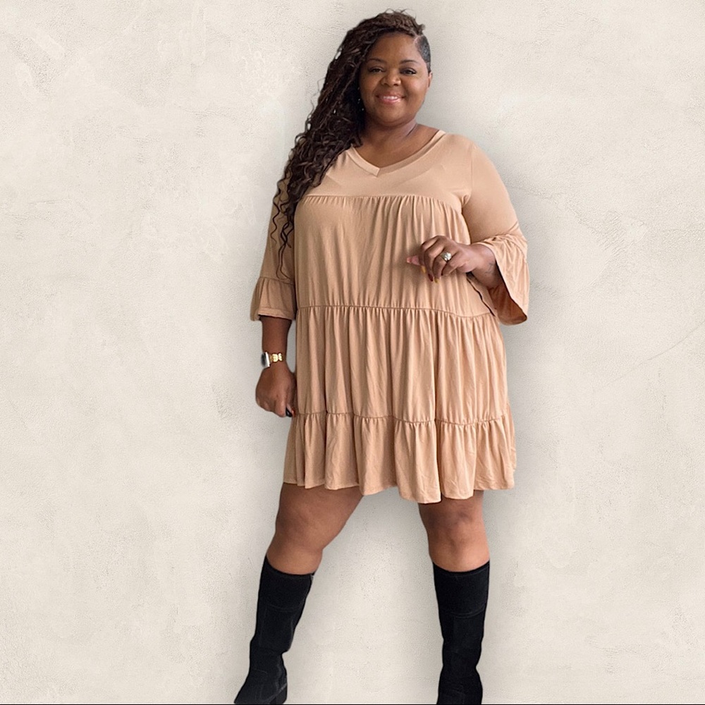 NWT The Camel Ruffled Babydoll Dress